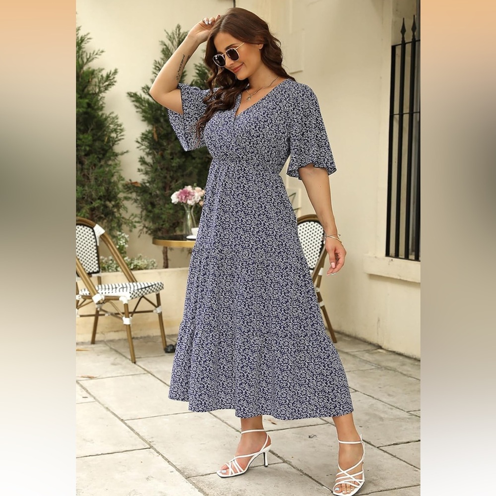 Women’s Blue Floral Maxi Dress